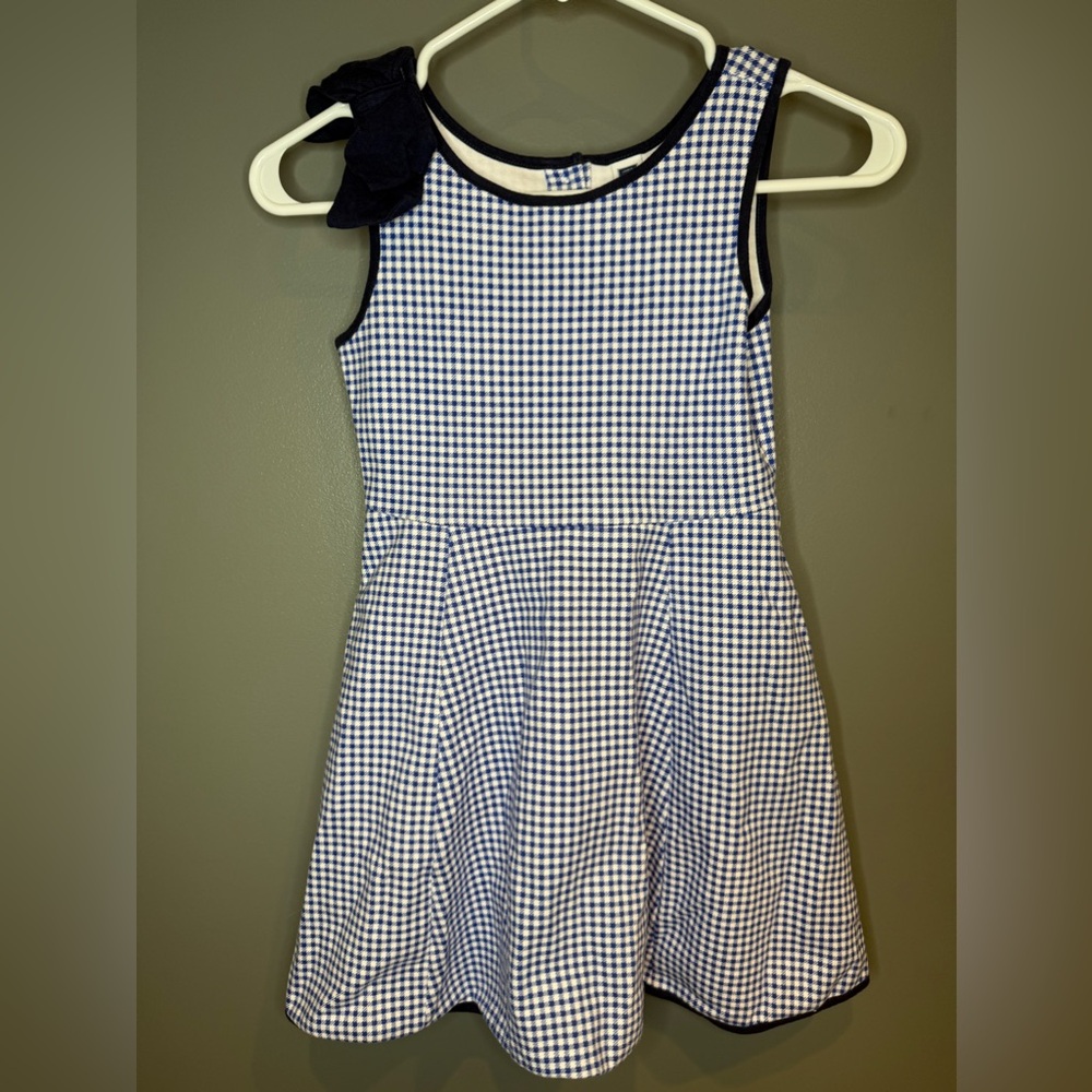 Janie and Jack Navy and White Gingham Bow-Shoulder Dress